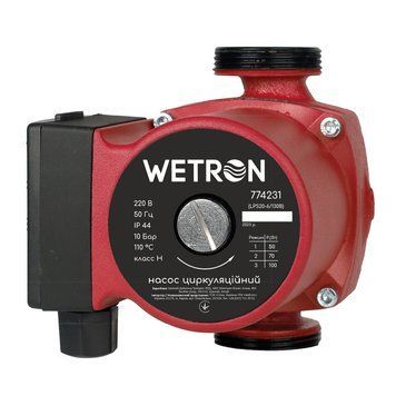 Насос циркуляційний Wetron 100 Вт, Hmax 6 м, Qmax 50 л/хв, 130 мм, бордо + гайки 1&Prime; 774233 фото